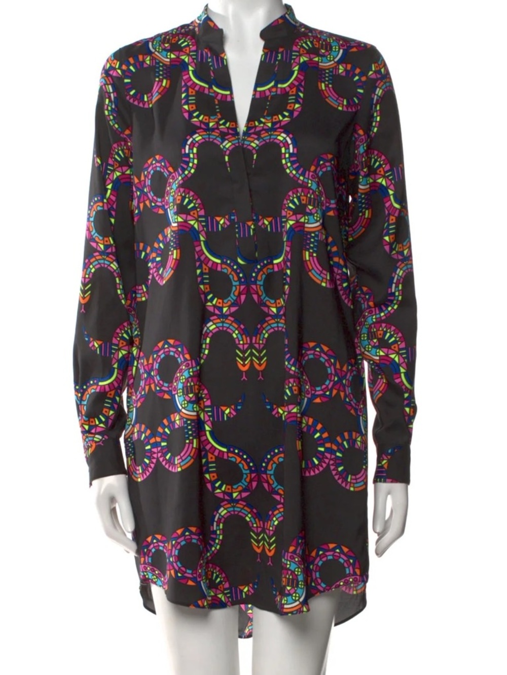 Mara Hoffman Neon Geometric Print Shift Tunic Dress - Size XS